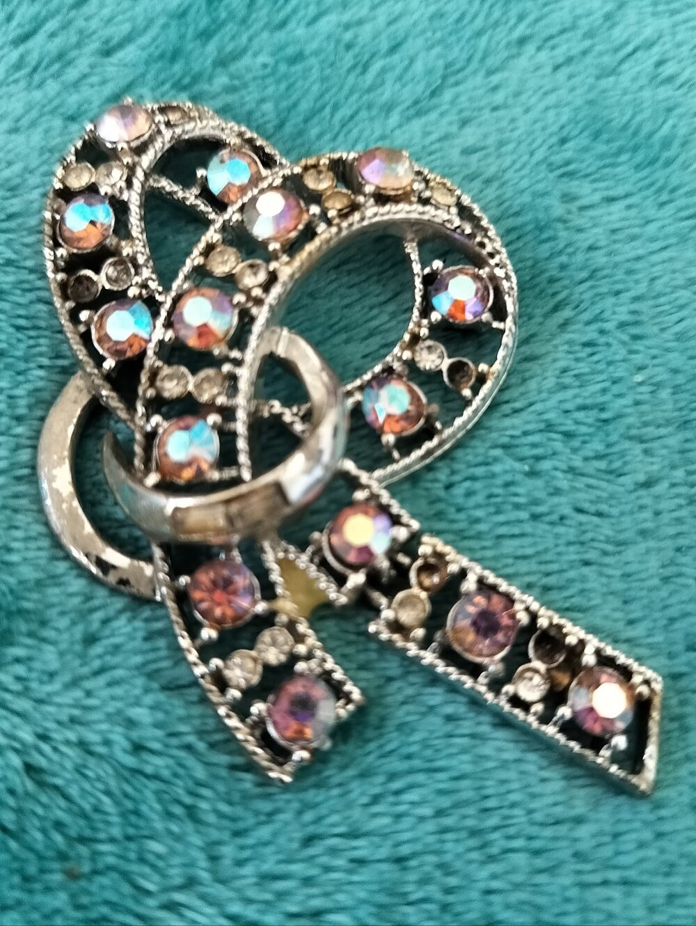 Vintage 1950s Coro Rhinestone Bow Brooch - AS IS For Craft Upcycle Repair
